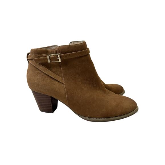 Vionic Ankle Boots Womens 7 Brown Upton Side Zip Almond Toe Casual Leather - Picture 1 of 10